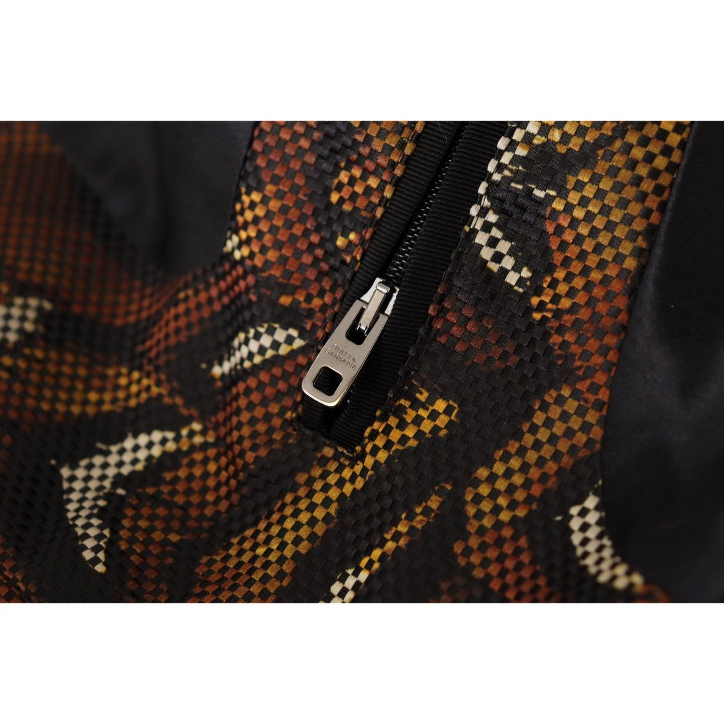 Dolce & Gabbana Brown Feather Full Zip Blouson Jacket