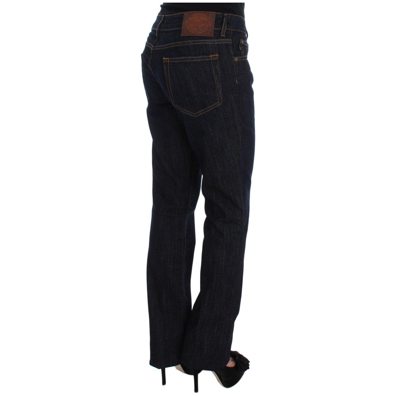 Cavalli Chic Blue Straight Fit Designer Jeans Cavalli