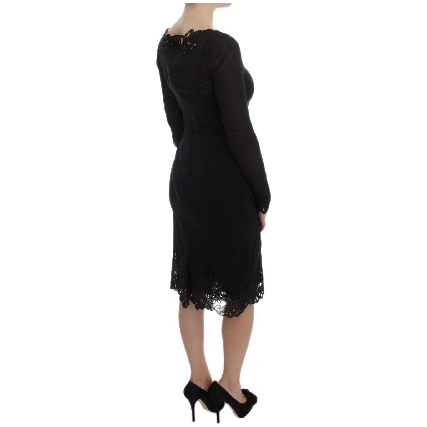 Dolce & Gabbana Elegant Black Floral Lace Sheath Dress Dolce & Gabbana