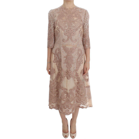 Dolce & Gabbana Elegant Pink Lace Embroidered Shift Dress Dolce & Gabbana