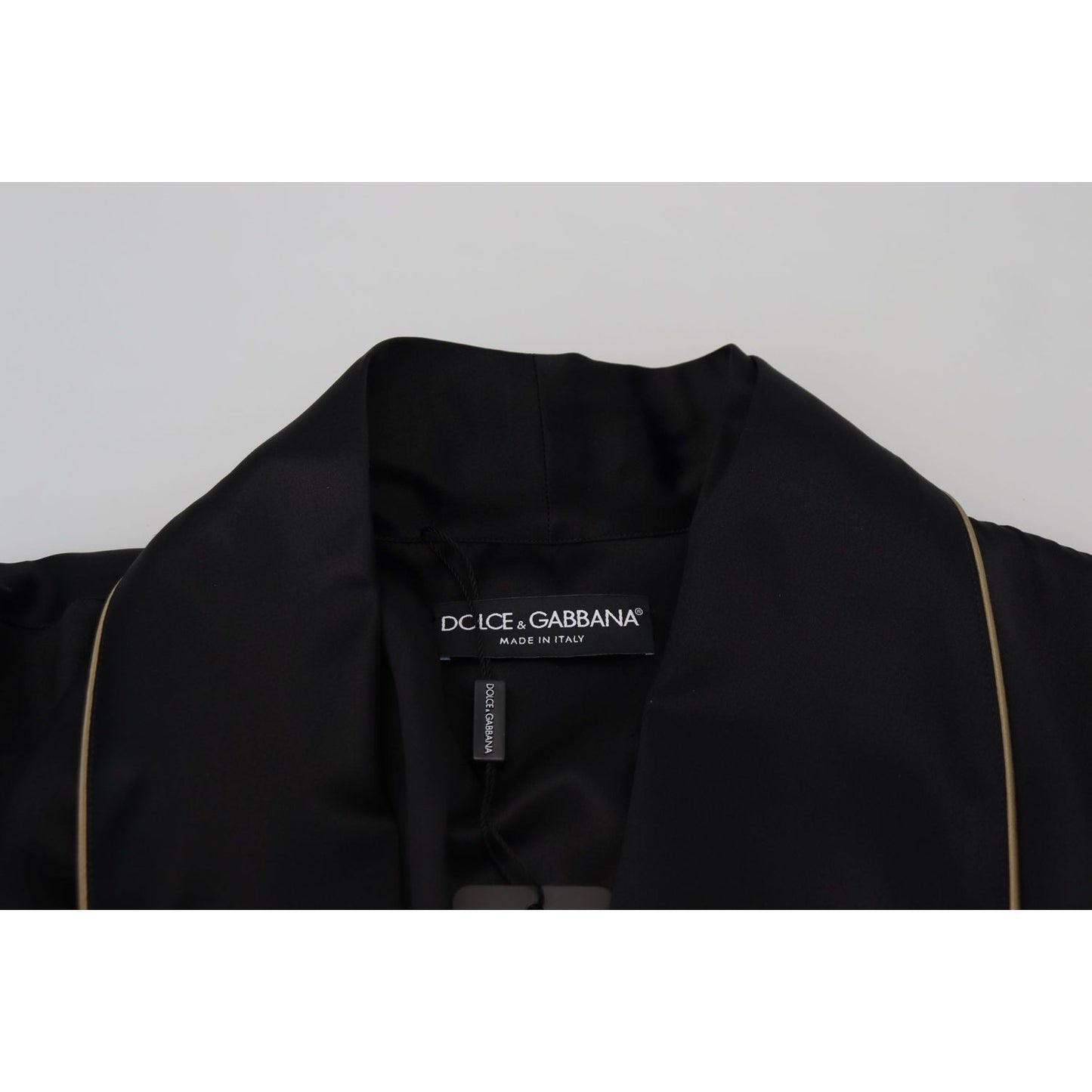 Dolce & Gabbana Elegant Black Silk Long Robe Coat Dolce & Gabbana