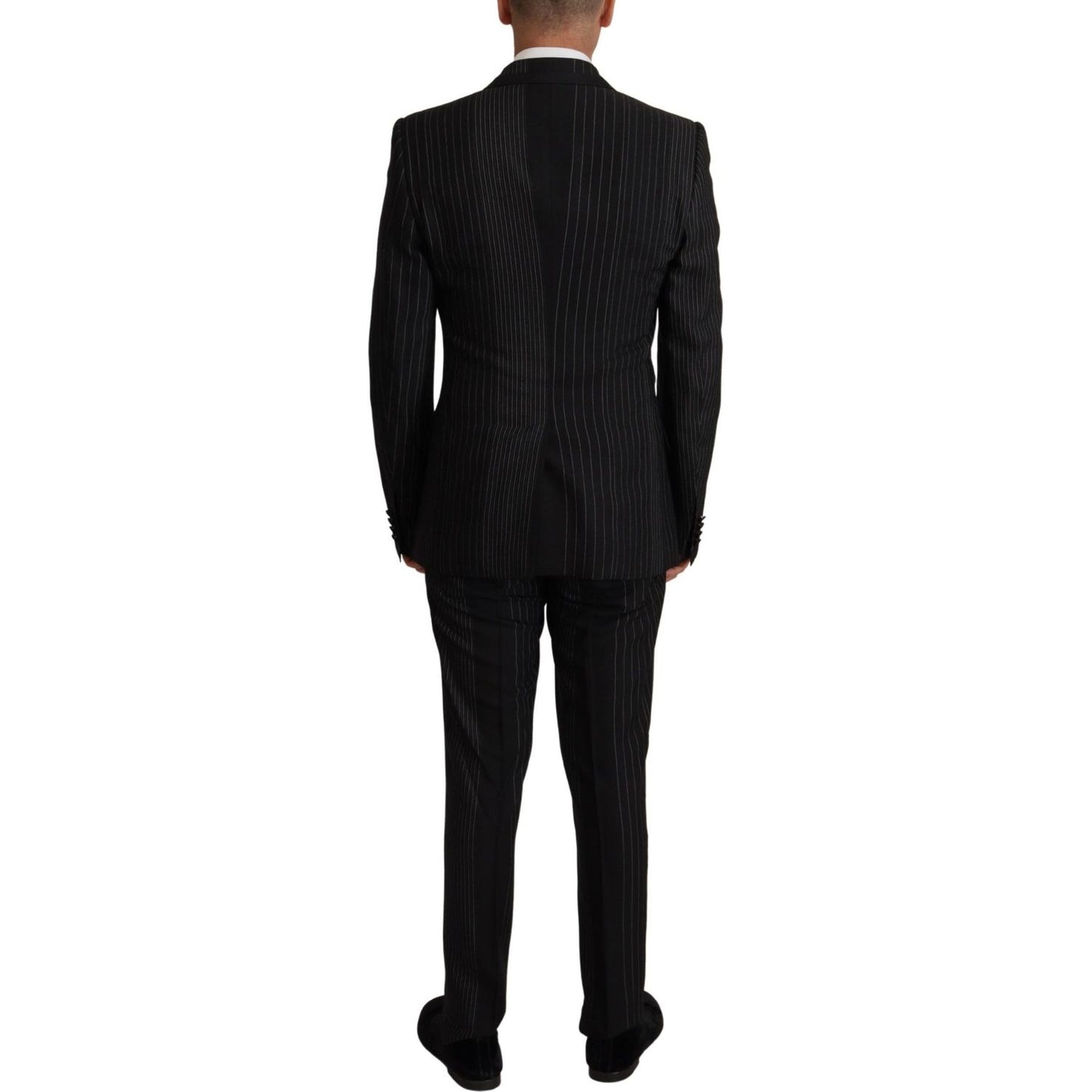 Dolce & Gabbana Elegant Black Striped Slim Fit Two-Piece Suit Dolce & Gabbana