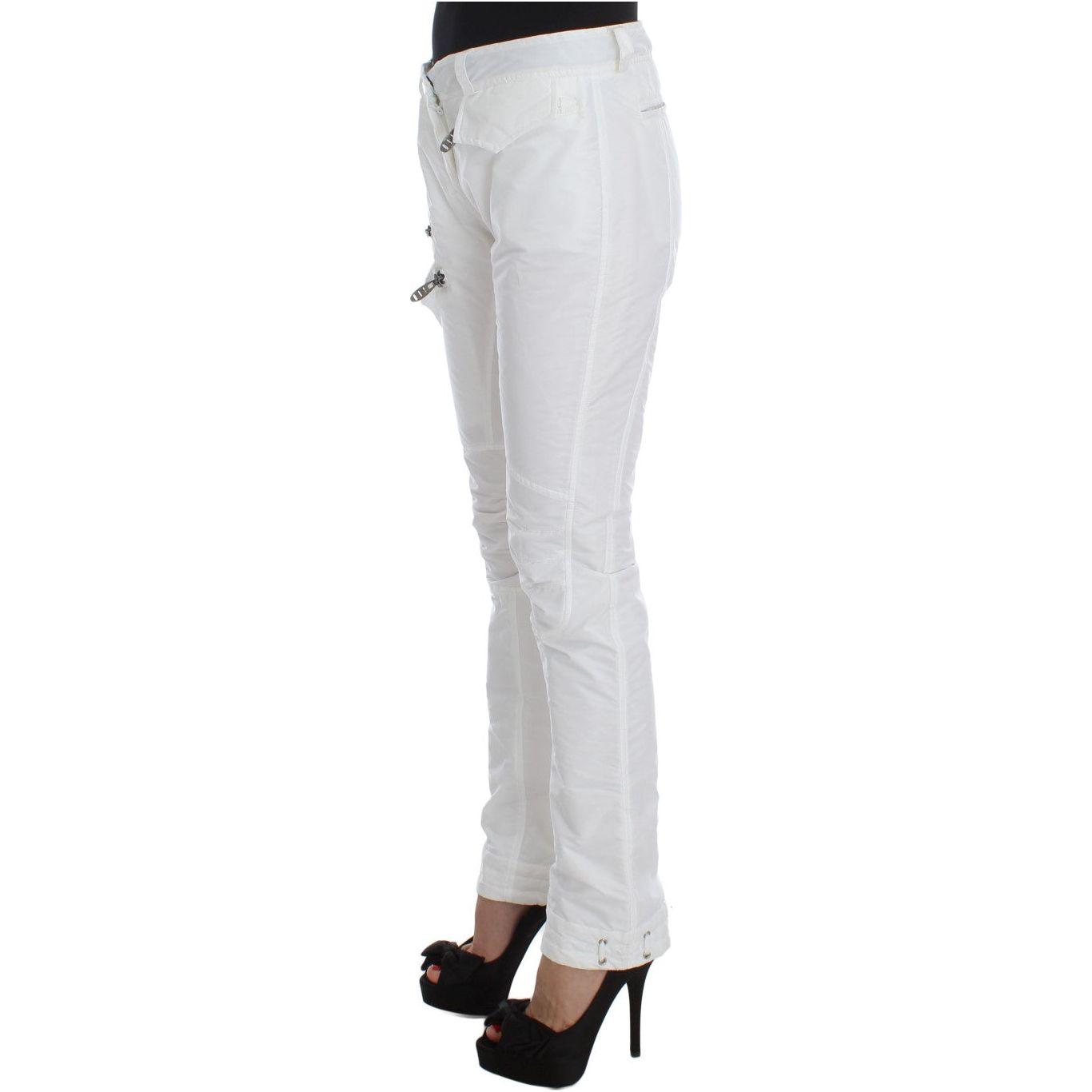 Ermanno Scervino White Nylon Padded Slim Fit Cargo Pants