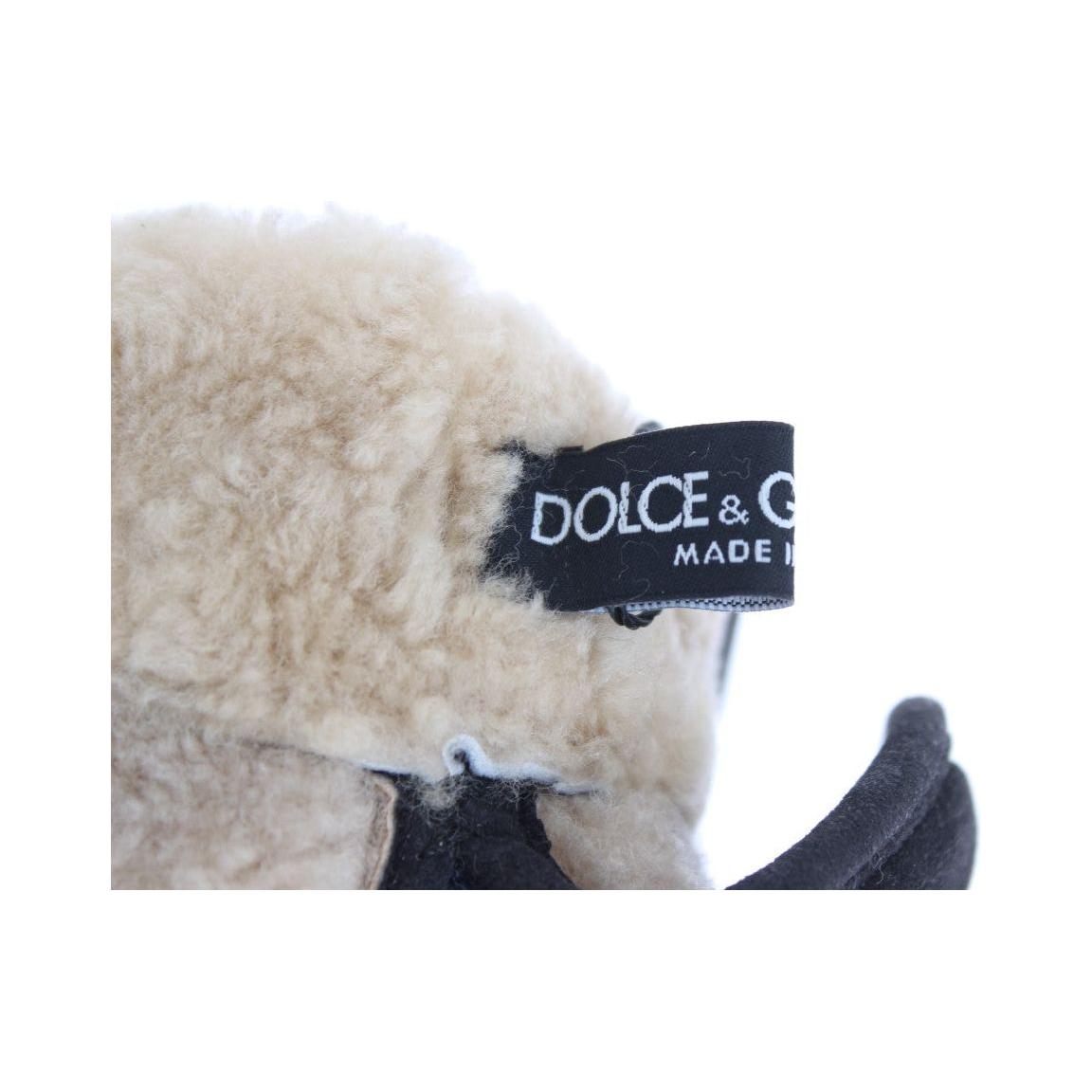 Dolce & Gabbana Chic Gray Wool & Shearling Gloves with Studded Details Dolce & Gabbana