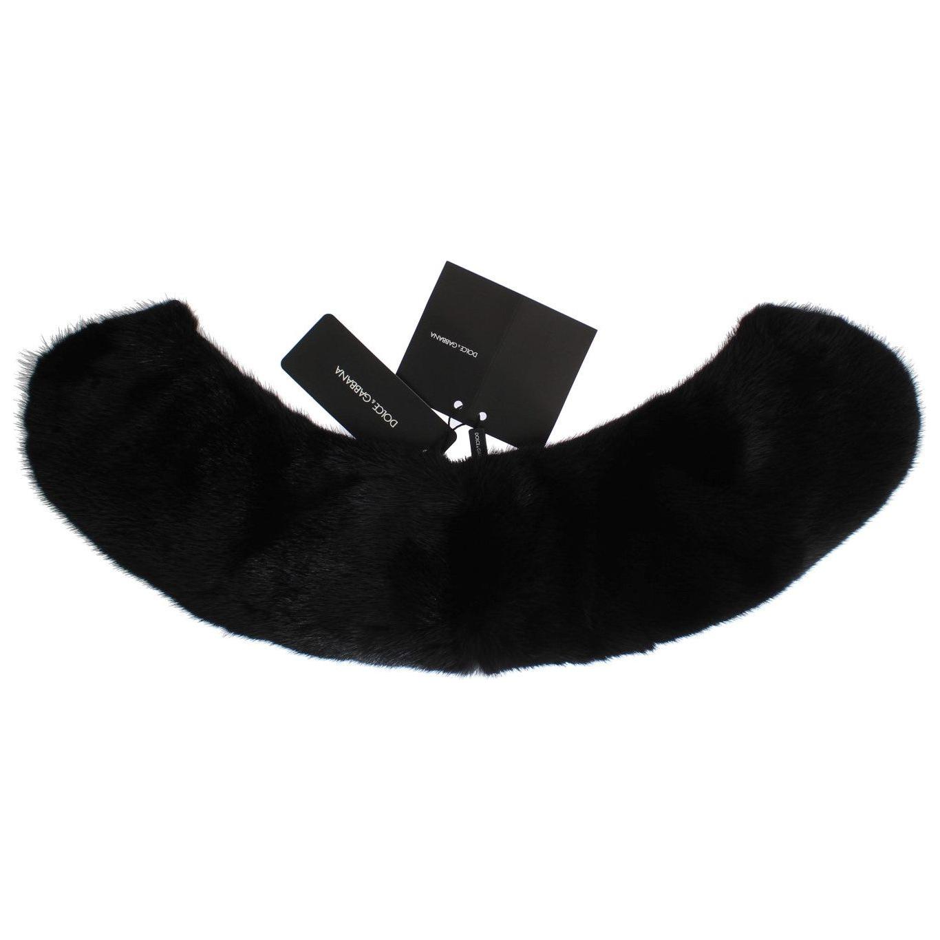 Dolce & Gabbana Elegant Black Mink Fur Shoulder Wrap Scarf Dolce & Gabbana