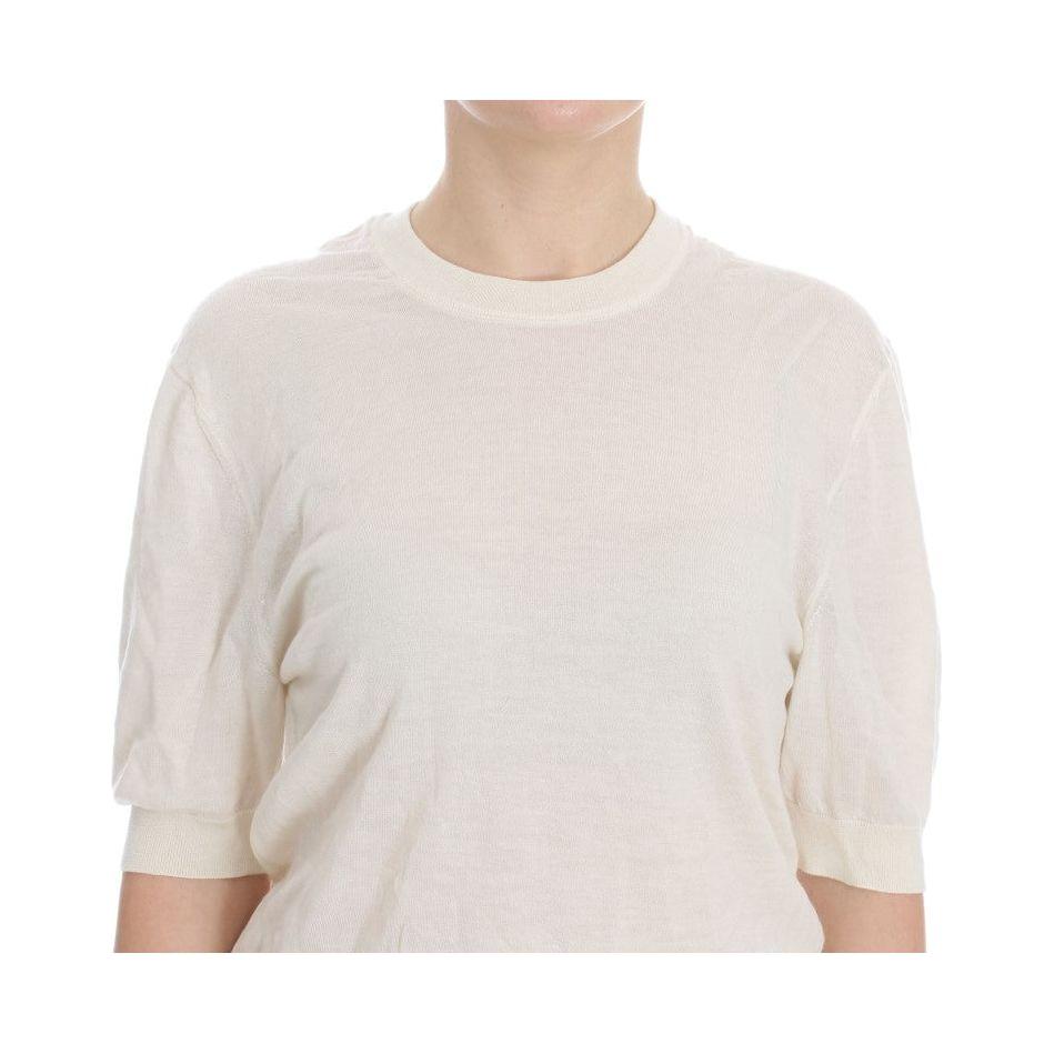 Dolce & Gabbana Elegant White Cashmere Sweater Dolce & Gabbana