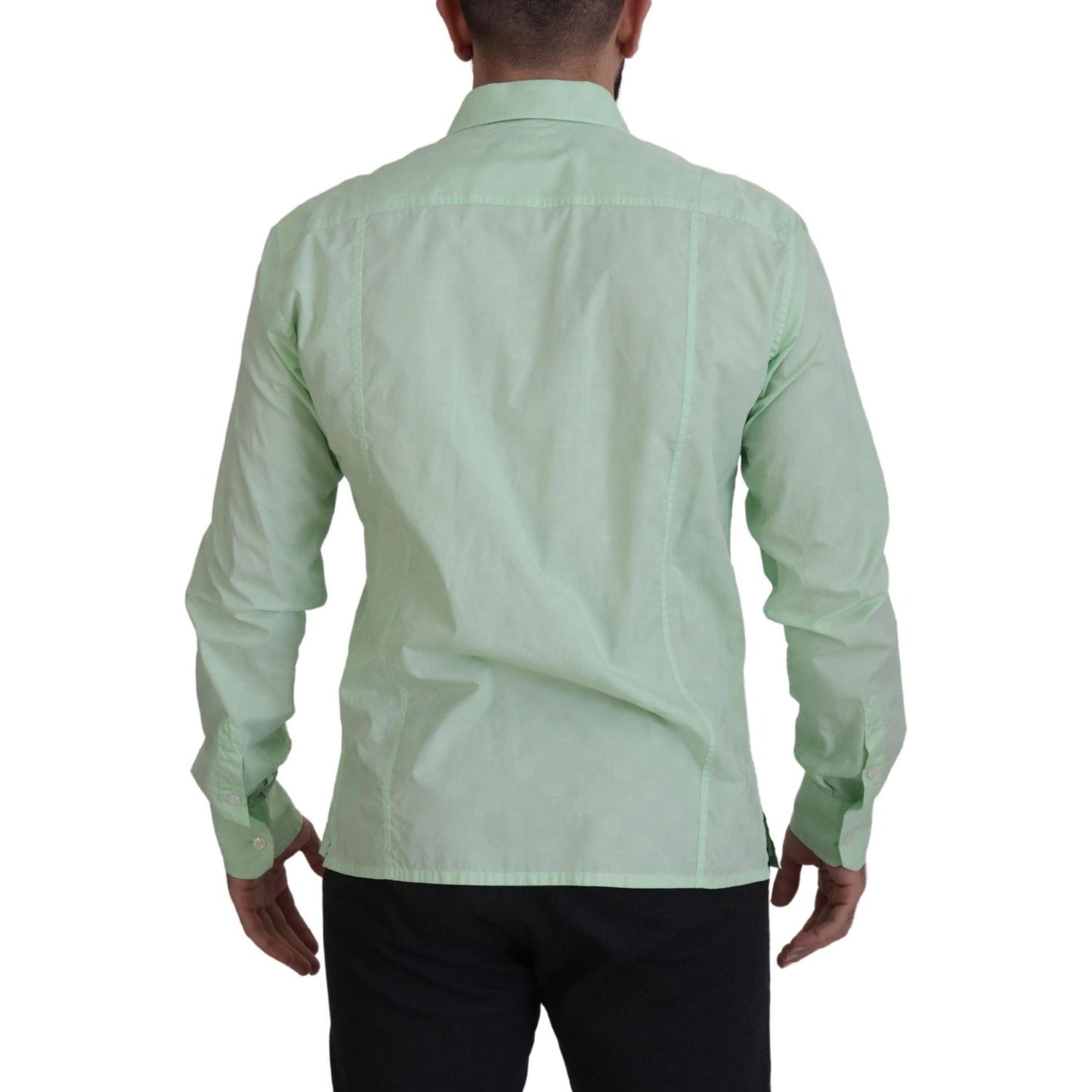 Dolce & Gabbana Mint Green Slim Fit Casual Button-Down Shirt Dolce & Gabbana