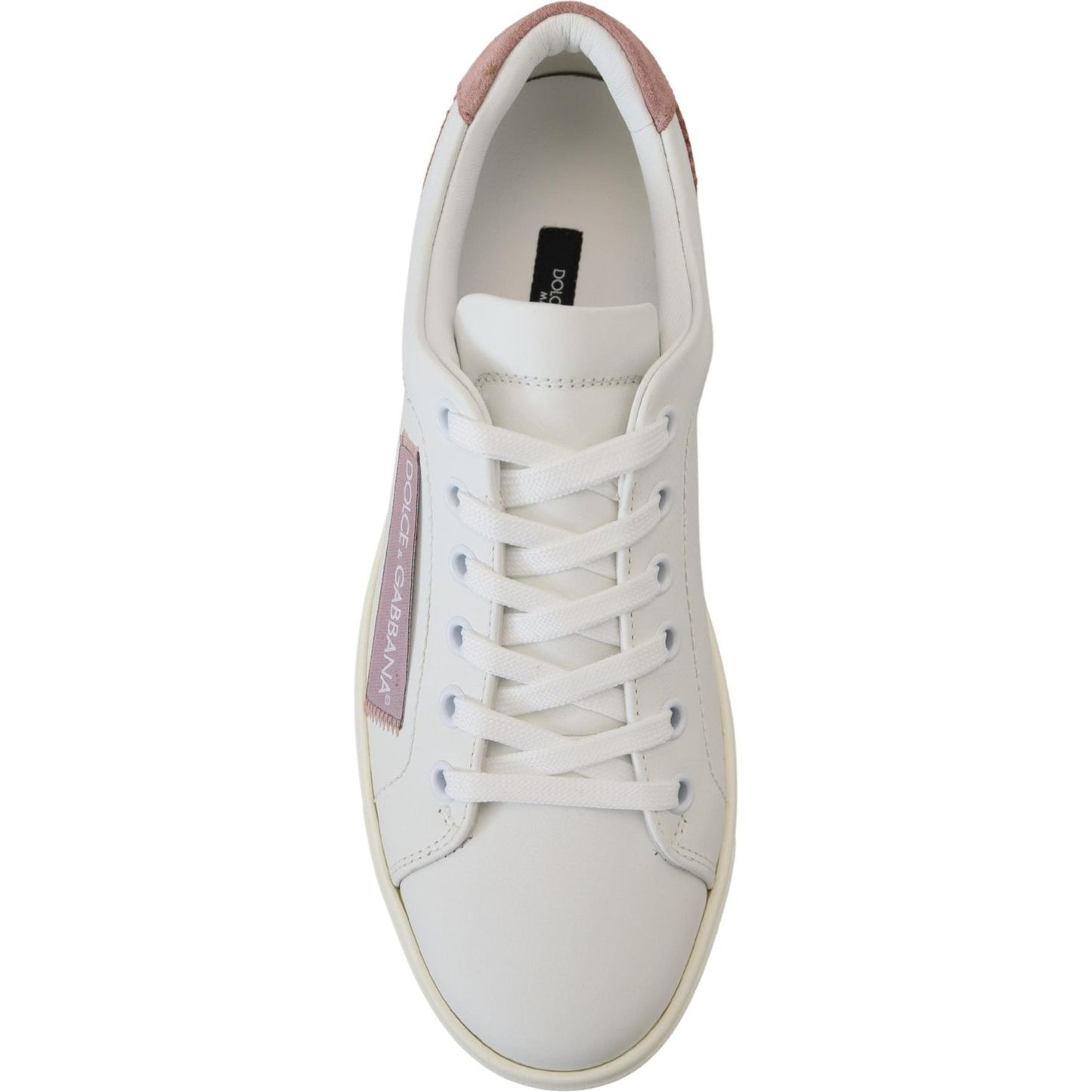 Dolce & Gabbana Chic White Pink Leather Low-Top Sneakers Dolce & Gabbana