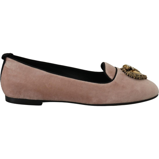 Dolce & Gabbana Elegant Pink Velvet Devotion Loafers Dolce & Gabbana