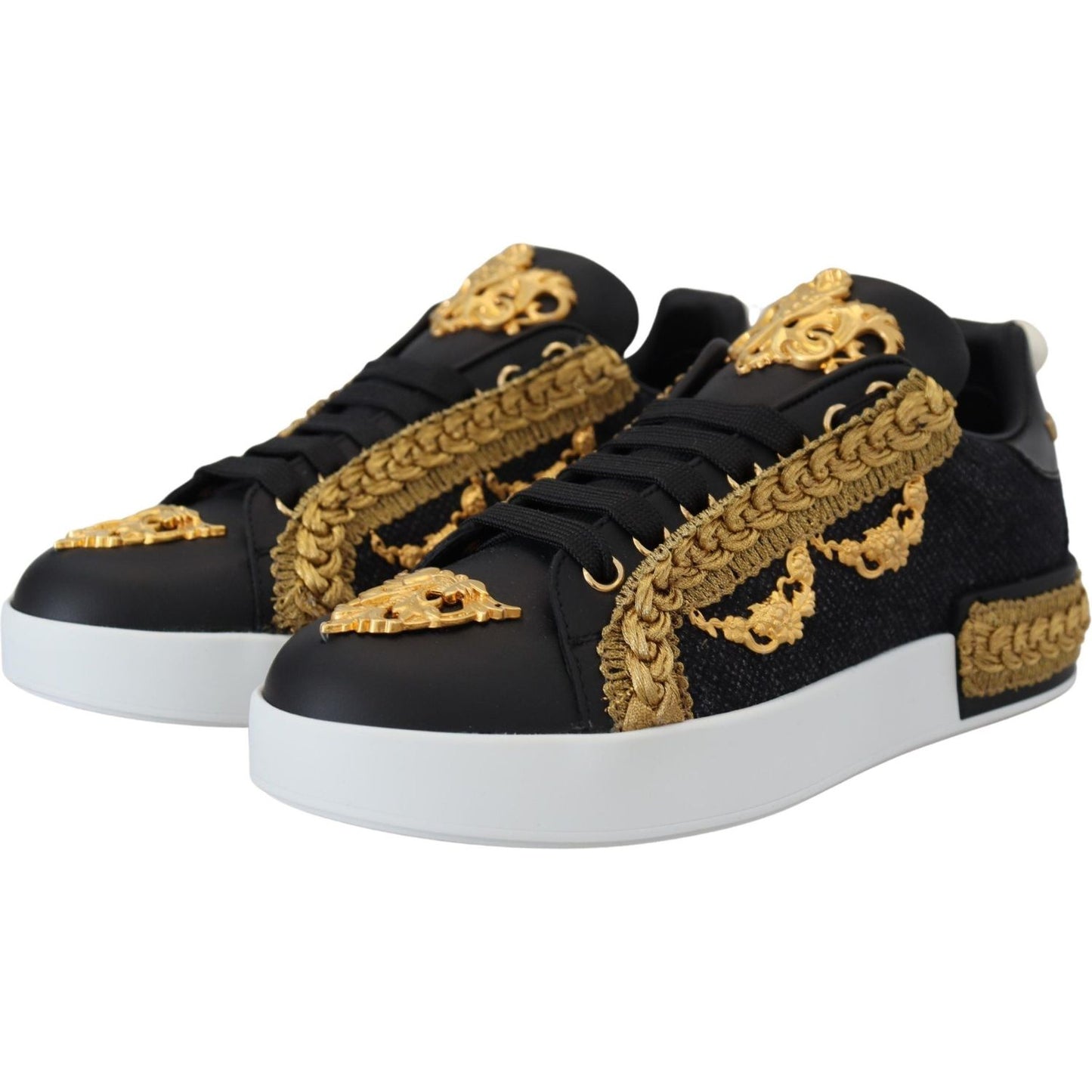 Dolce & Gabbana Elegant Portofino Leather Sneakers in Black Dolce & Gabbana