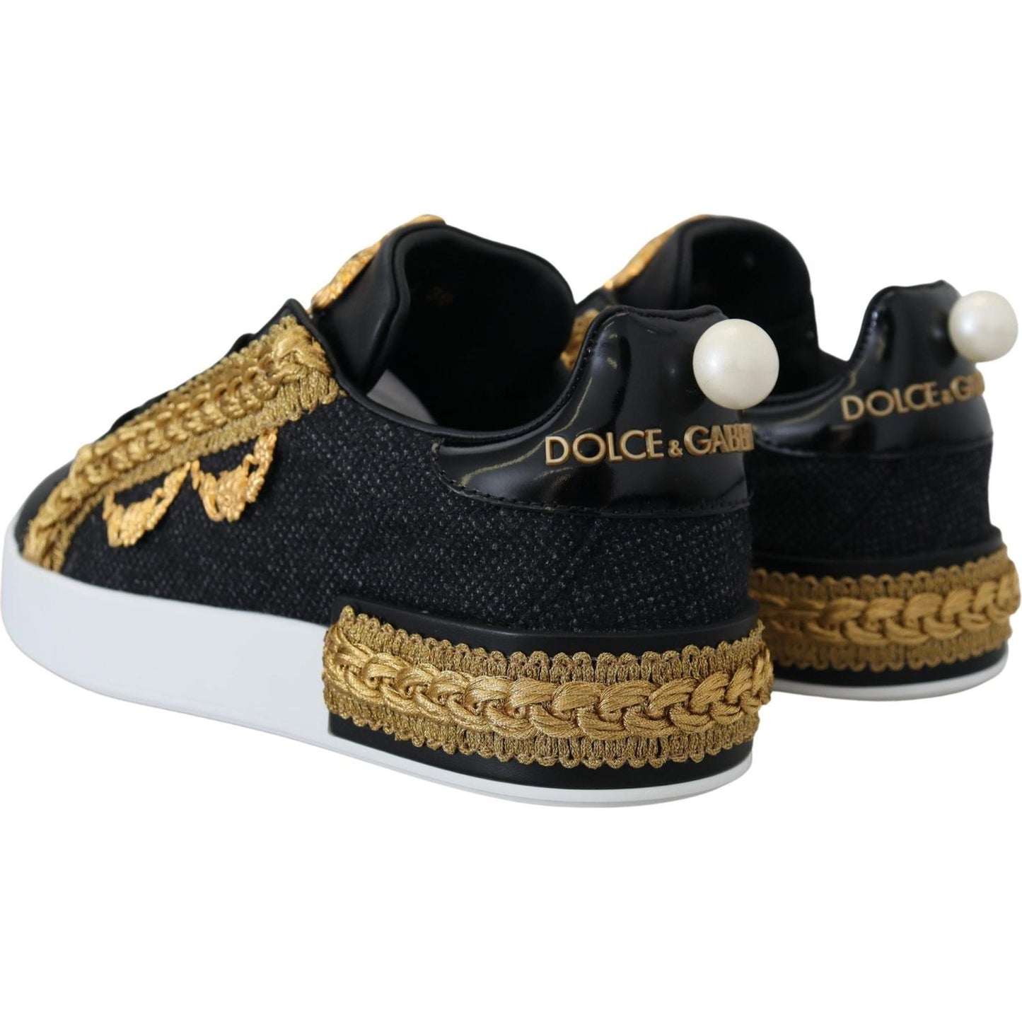 Dolce & Gabbana Elegant Portofino Leather Sneakers in Black Dolce & Gabbana