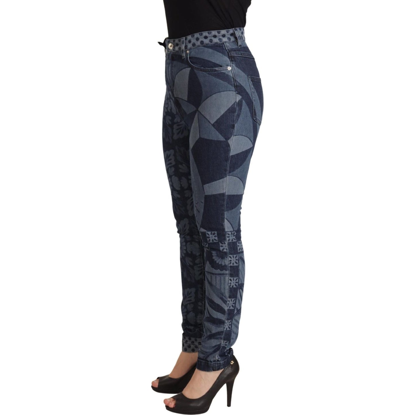 Dolce & Gabbana Elegant Floral High Waist Skinny Jeans Dolce & Gabbana