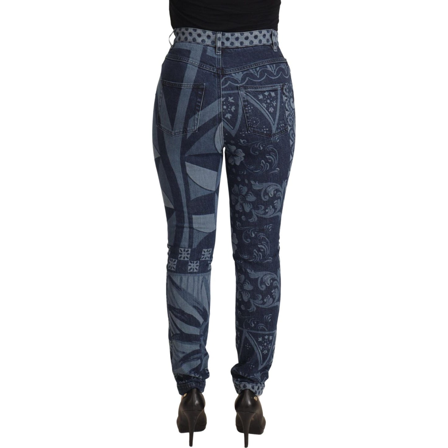 Dolce & Gabbana Elegant Floral High Waist Skinny Jeans Dolce & Gabbana