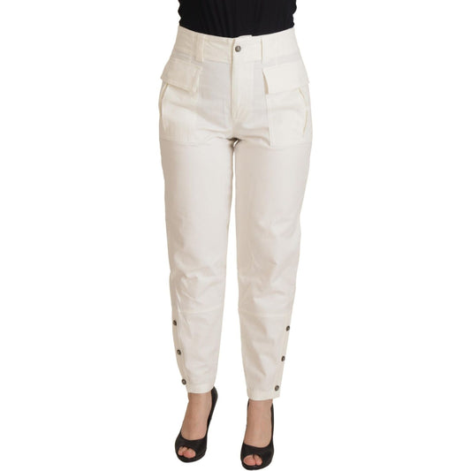 Dolce & Gabbana Elegant White High-Waist Tapered Trousers Dolce & Gabbana