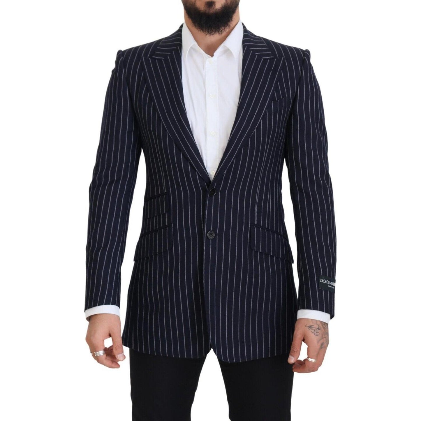 Dolce & Gabbana Elegant Navy Slim Fit Wool Blazer Dolce & Gabbana