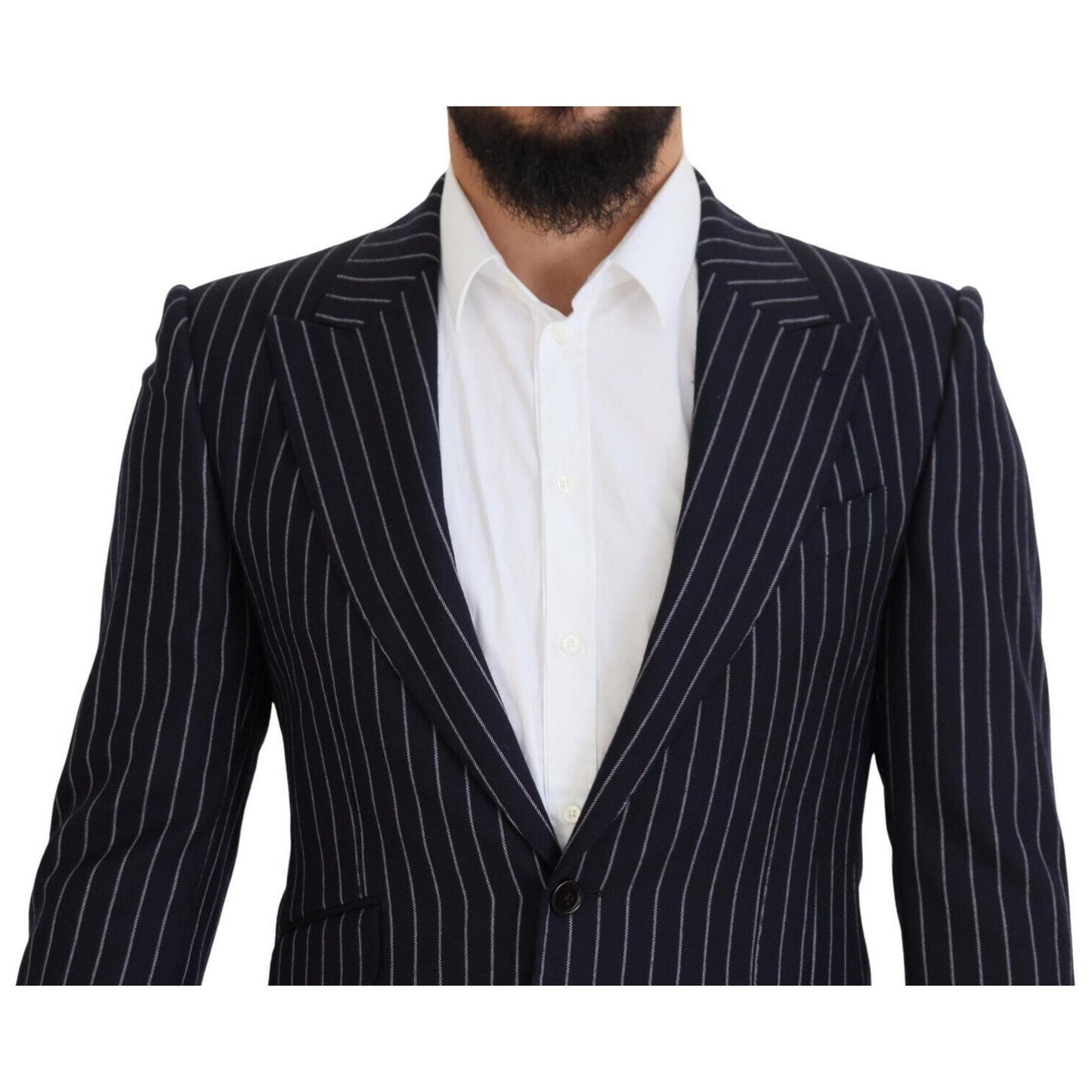 Dolce & Gabbana Elegant Navy Slim Fit Wool Blazer Dolce & Gabbana