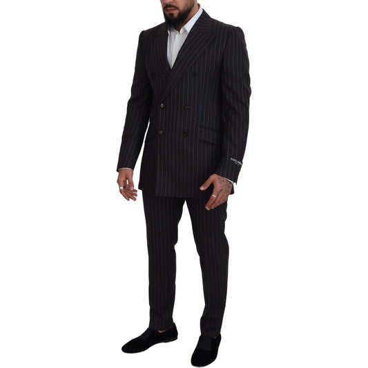 Dolce & Gabbana Elegant Black Striped Virgin Wool Suit Dolce & Gabbana