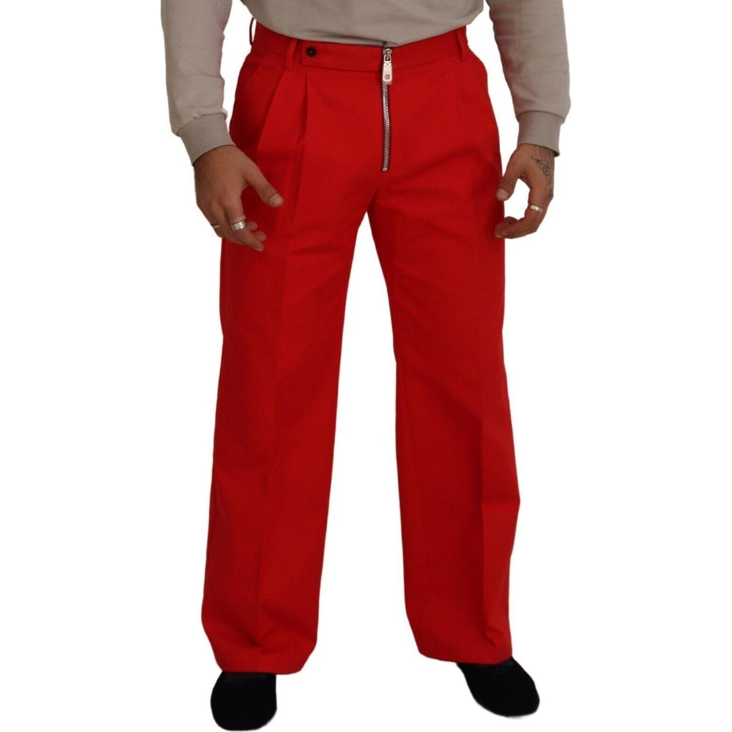 Dolce & Gabbana Stunning Red Mainline Cotton Pants Dolce & Gabbana