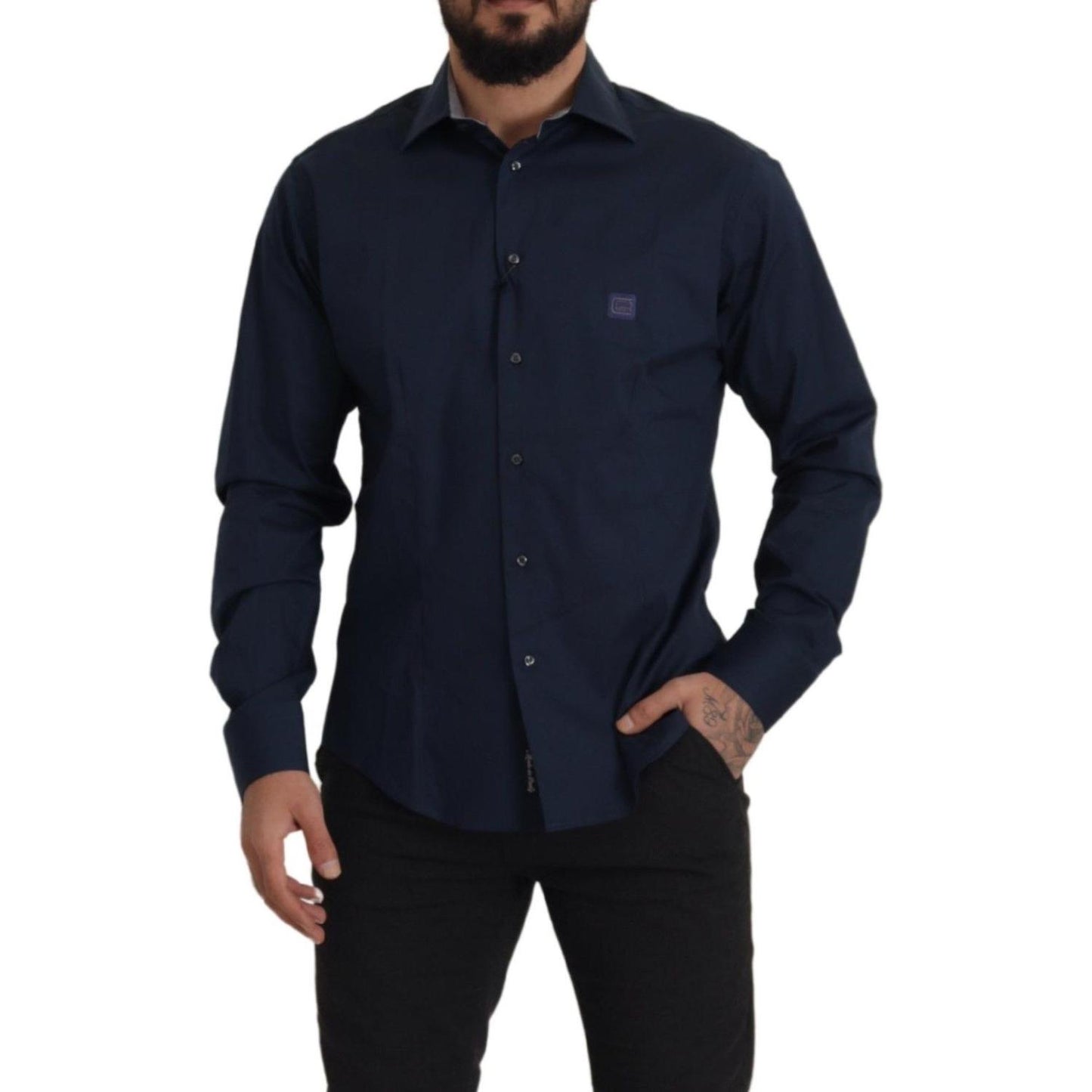 Roberto Cavalli Navy Elegance Cotton Dress Shirt Roberto Cavalli