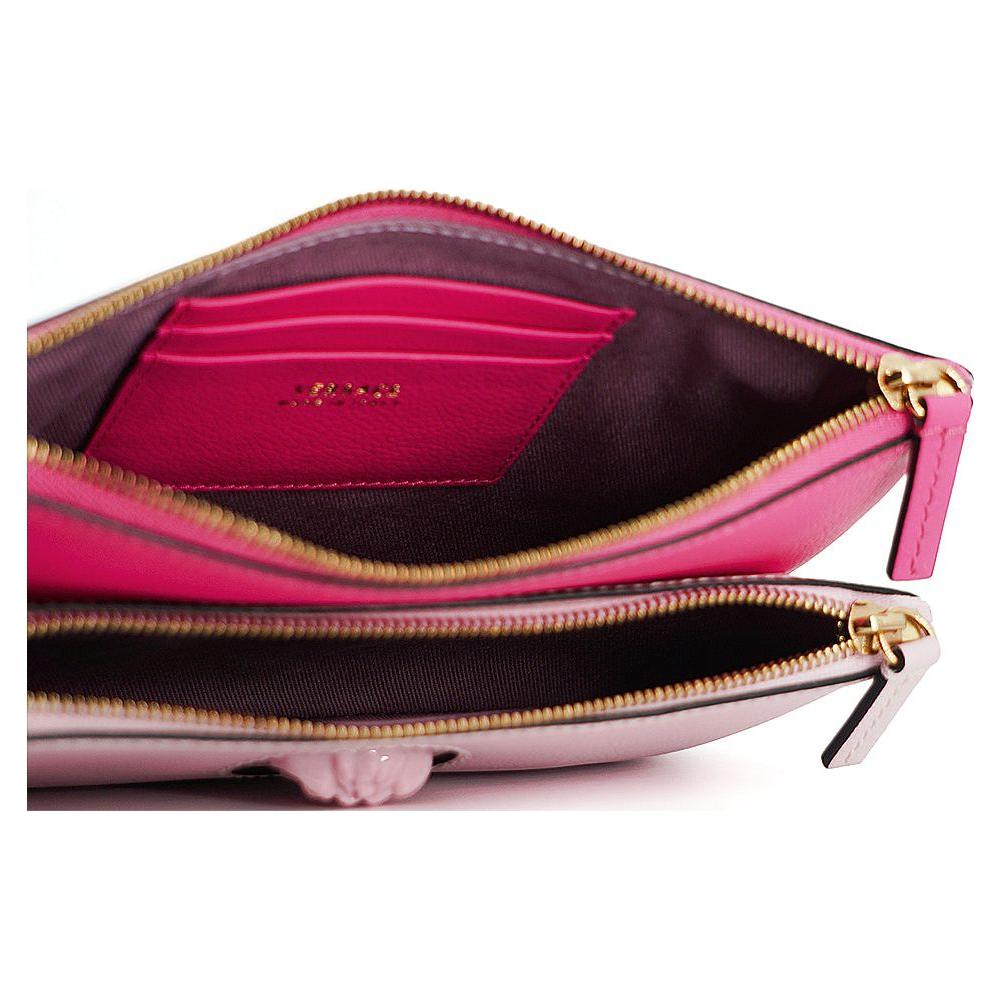 Versace Elegant Pink Leather Pouch Clutch Versace