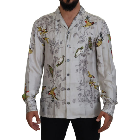 Dolce & Gabbana Elegant Silk Bird Print Casual Shirt Dolce & Gabbana