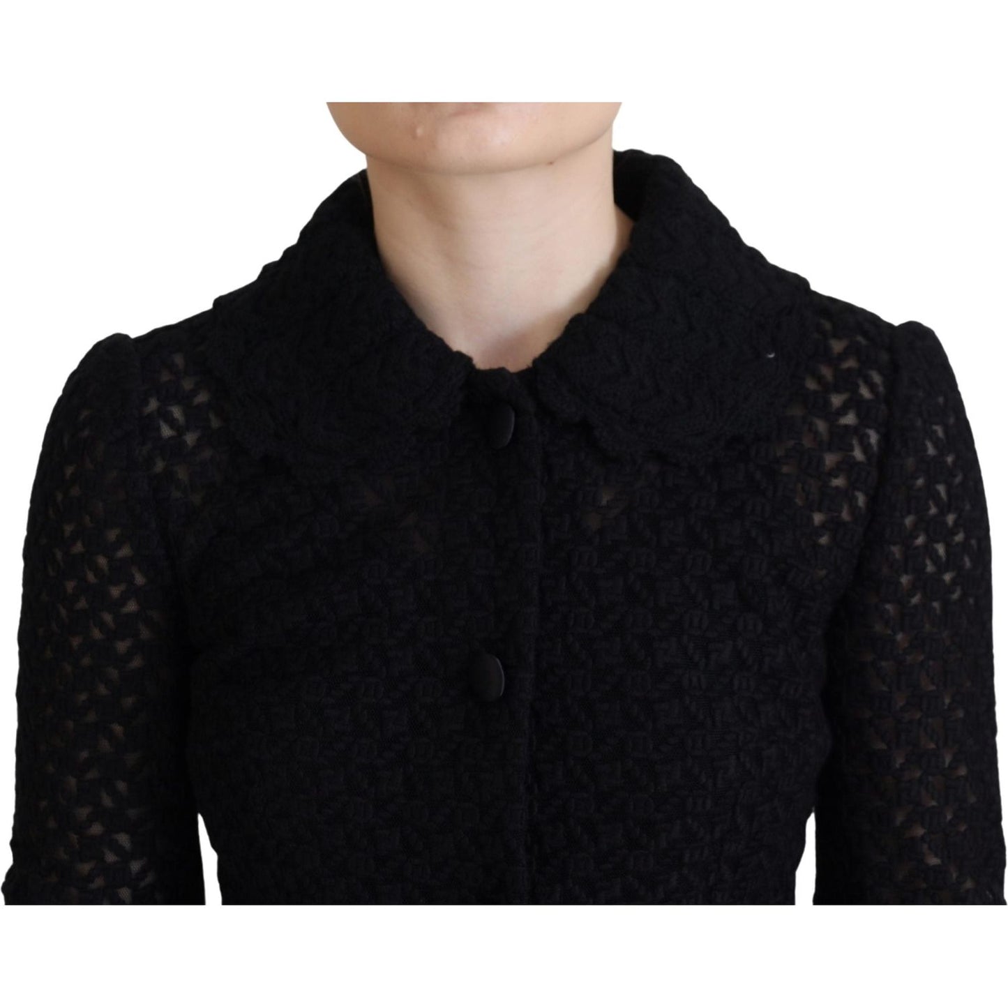 Dolce & Gabbana Elegant Black Wool Blend Button Down Jacket Dolce & Gabbana