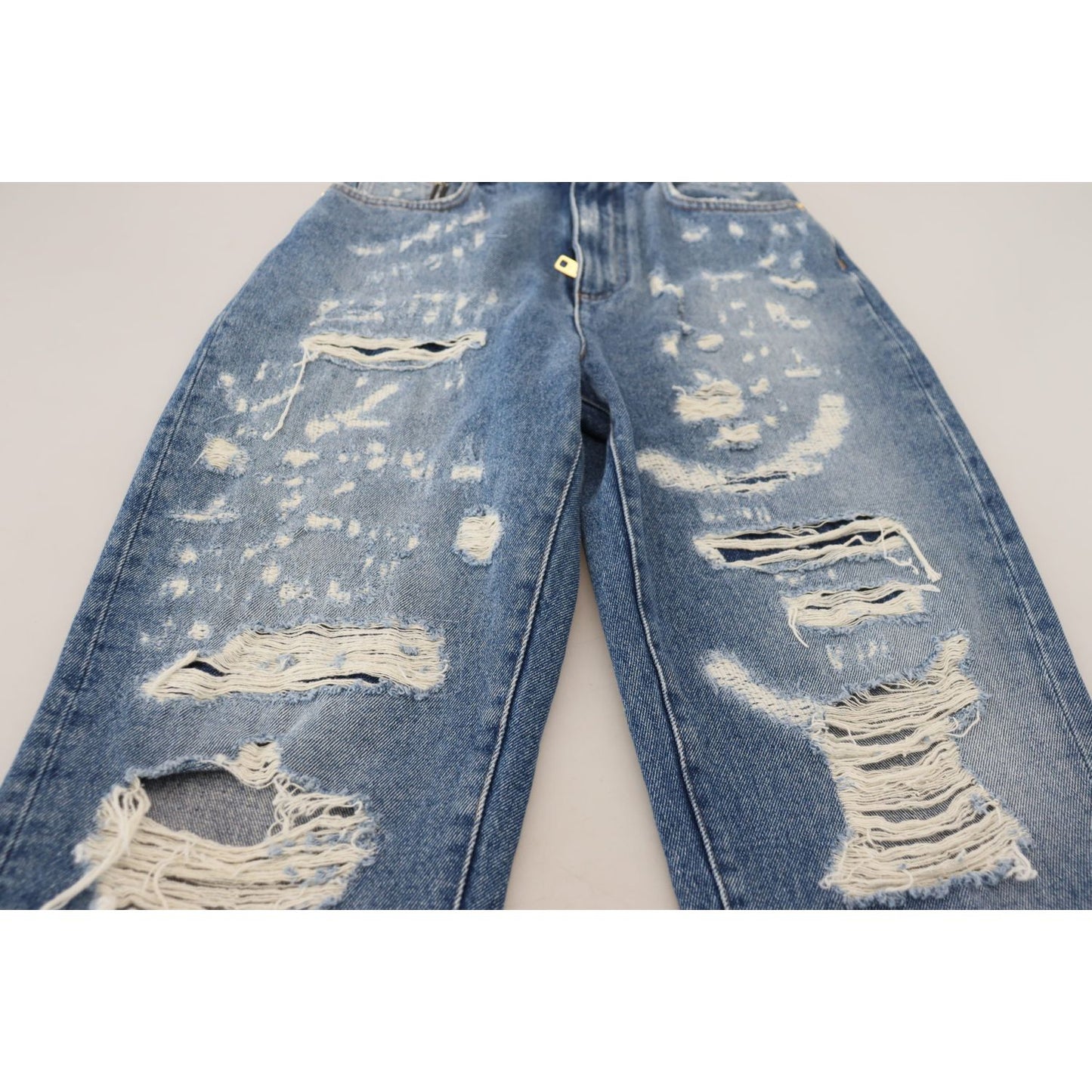 Dolce & Gabbana Chic Tattered Denim Pants - Indigo Essence Dolce & Gabbana