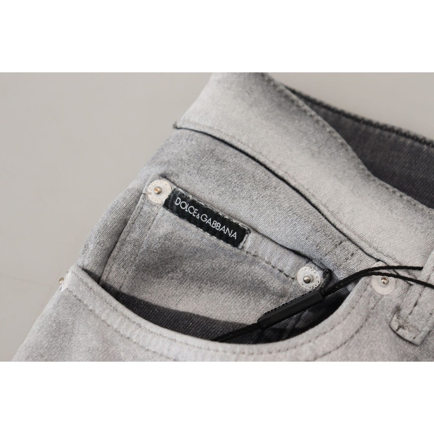 Dolce & Gabbana Elegant Gray Washed Cotton Blend Pants Dolce & Gabbana