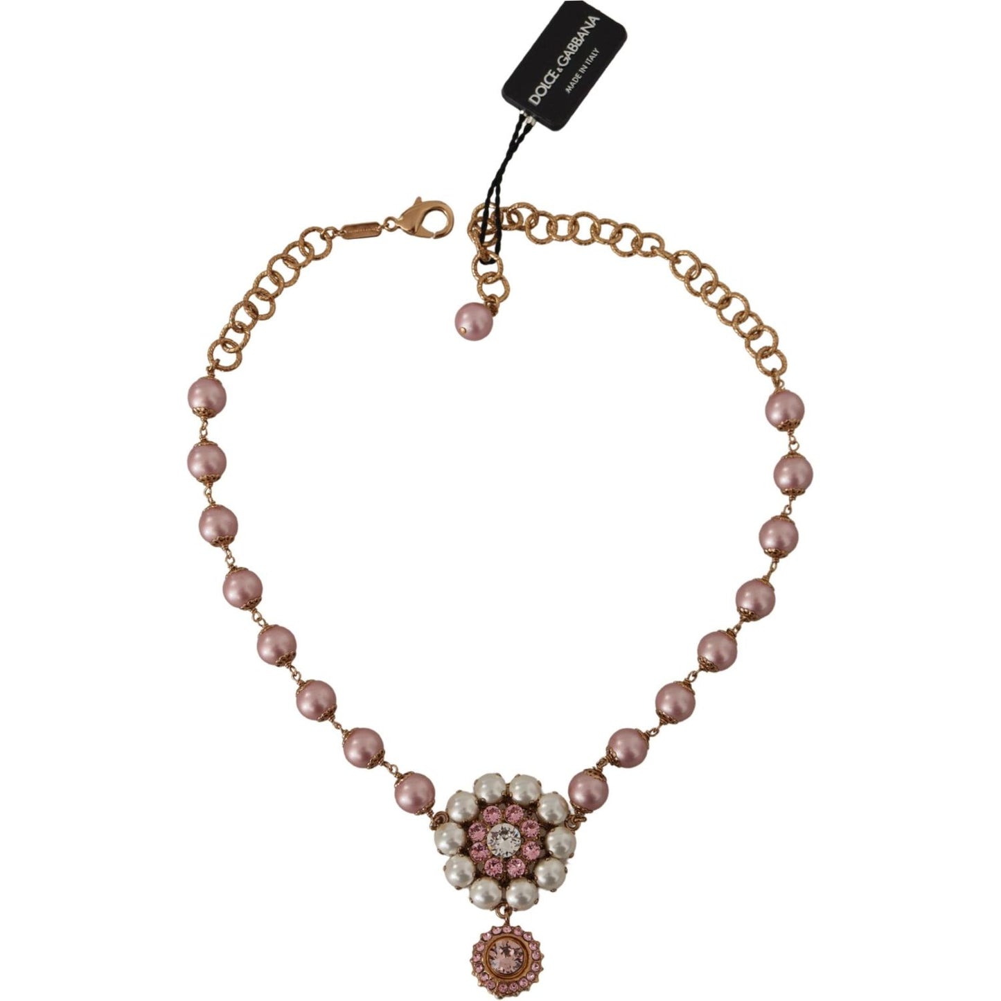 Dolce & Gabbana Elegant Gold Crystal Floral Statement Necklace Necklace Dolce & Gabbana