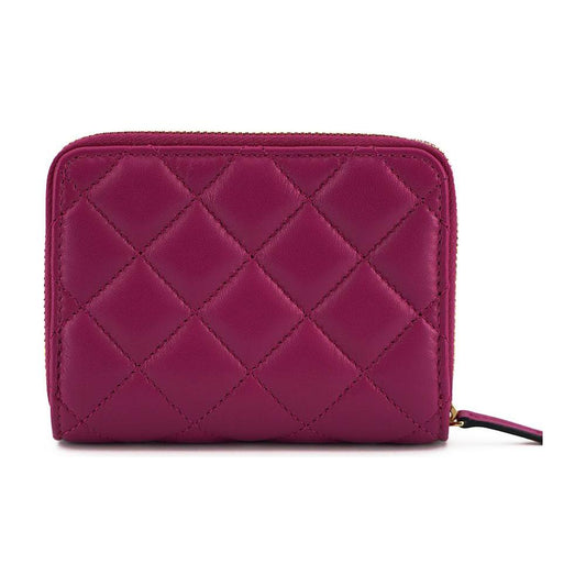 Versace Elegant Purple Quilted Leather Wallet WOMAN WALLETS Versace