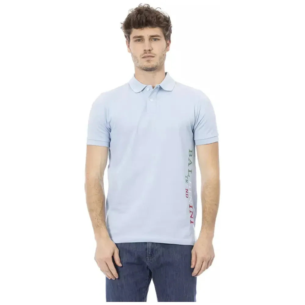 Baldinini Trend Light Blue Cotton Men Polo Shirt Baldinini Trend