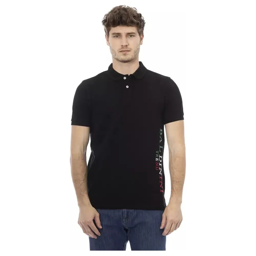 Baldinini Trend Black Cotton Men Polo Shirt Baldinini Trend