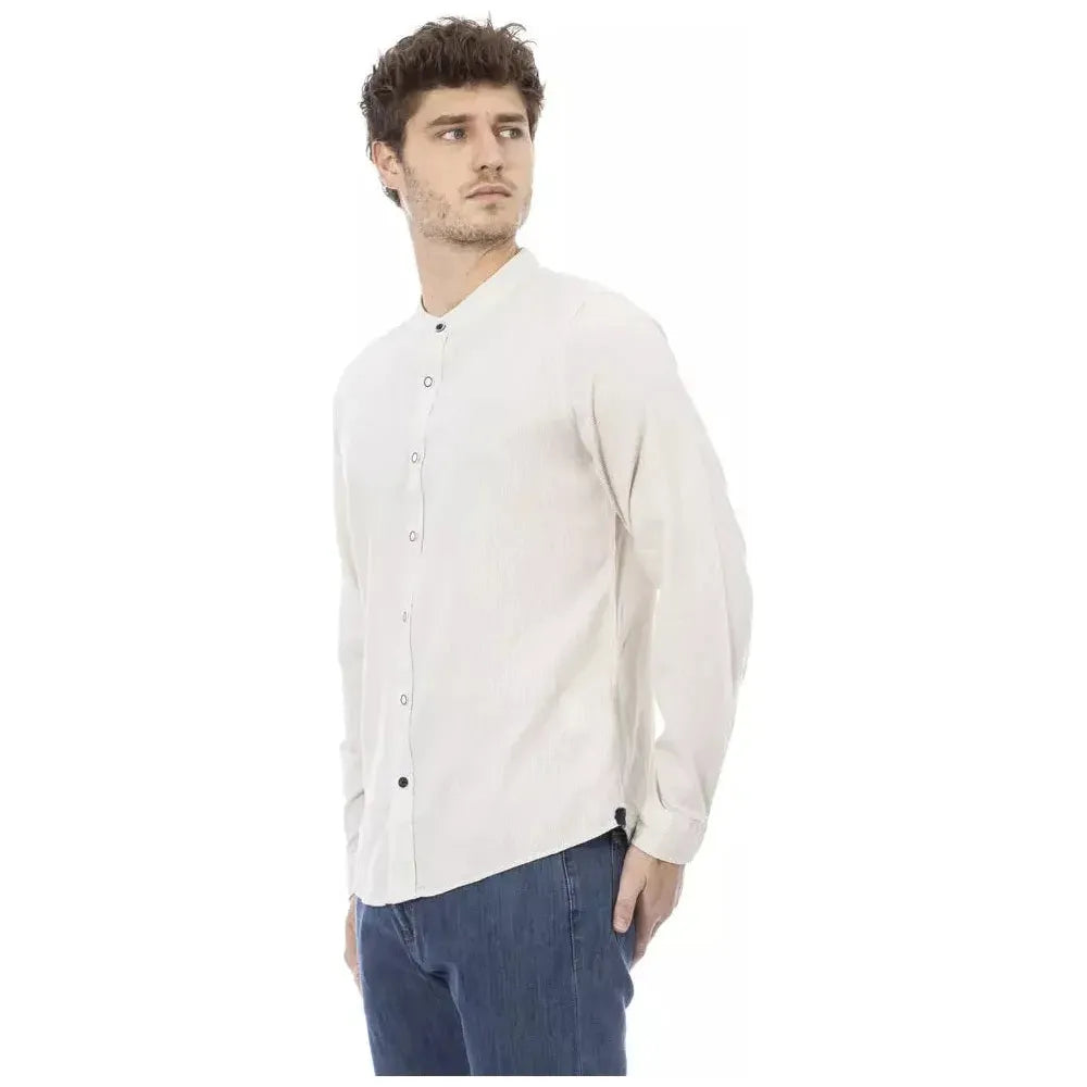 Baldinini Trend White Linen Men Shirt Baldinini Trend