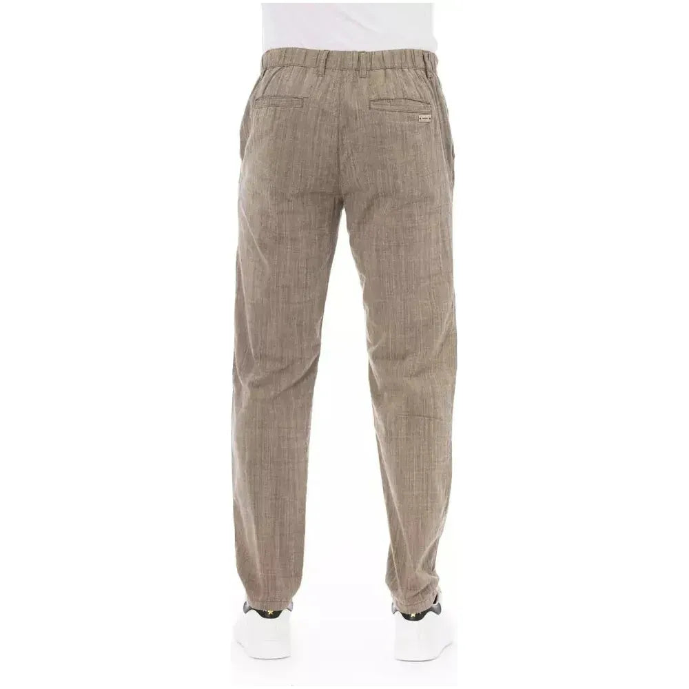 Baldinini Trend Beige Cotton Men Chino Trousers Baldinini Trend