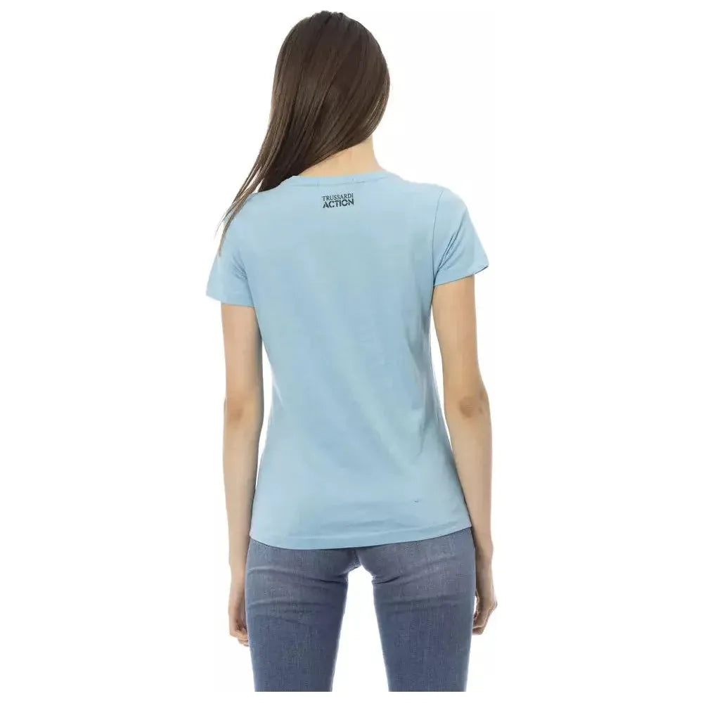 Trussardi Action Light Blue Cotton Women Top Trussardi Action