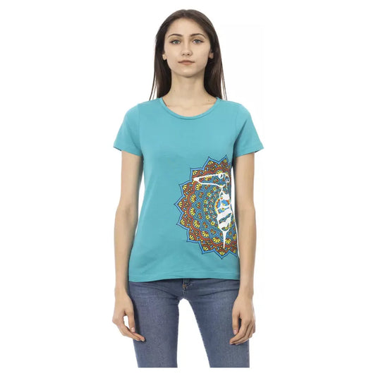 Trussardi Action Light Blue Cotton Women Top Trussardi Action