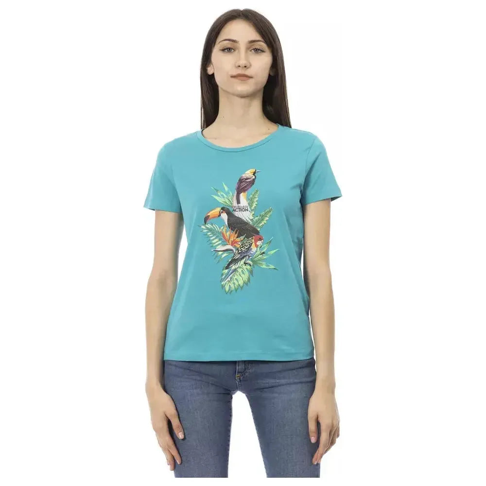 Trussardi Action Light Blue Cotton Women Top Trussardi Action