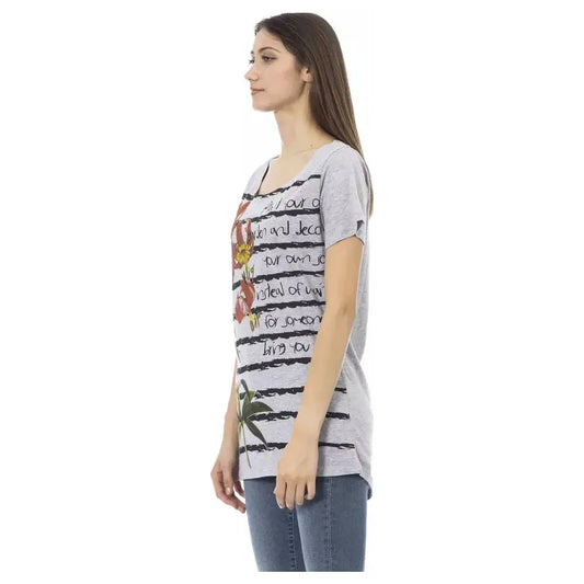 Trussardi Action Gray Cotton Women Top Trussardi Action