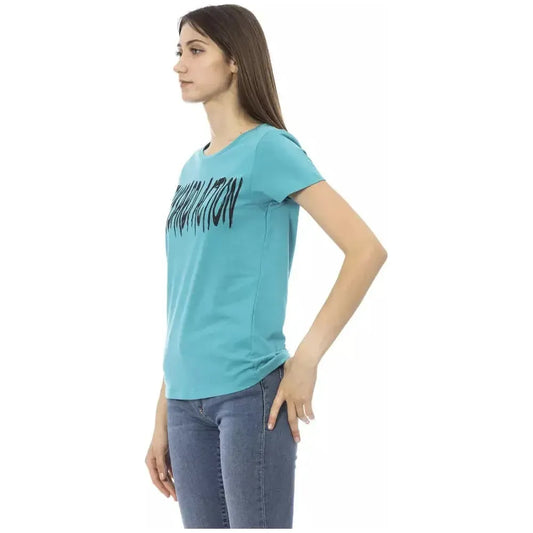 Trussardi Action Light Blue Cotton Women Top Trussardi Action