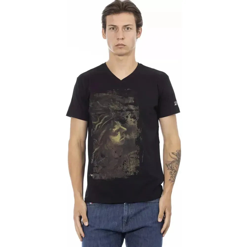 Trussardi Action Black Cotton Men T-Shirt Trussardi Action