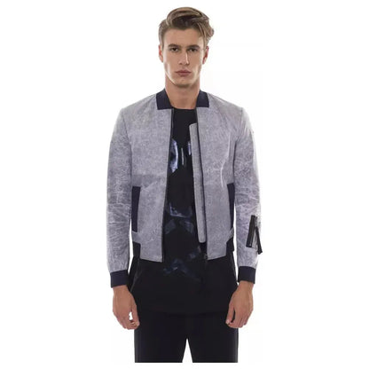 Nicolo Tonetto Gray Polyester Men Bomber Jacket Nicolo Tonetto