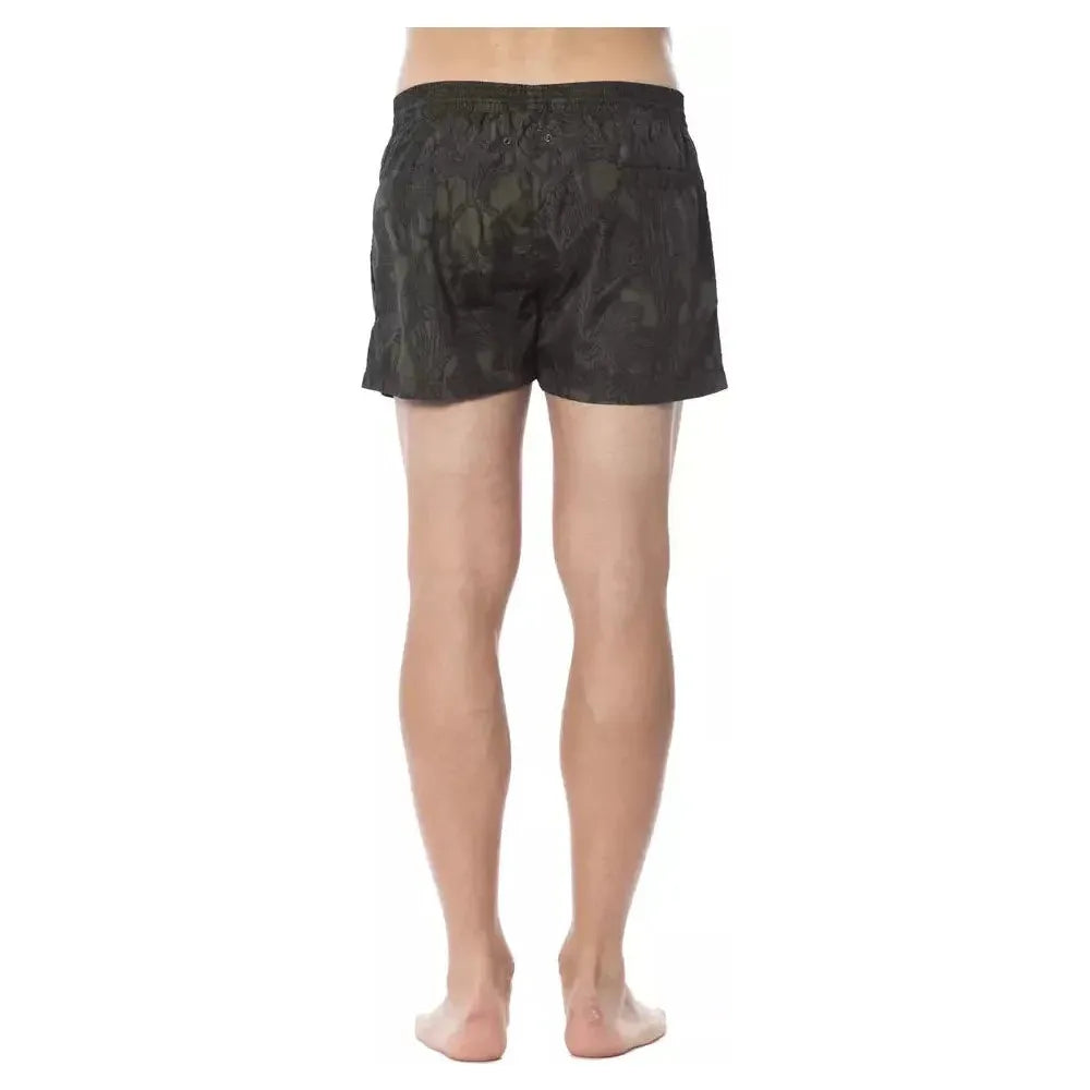 Roberto Cavalli Sport Army Polyester Men Swim Trunk Roberto Cavalli Sport