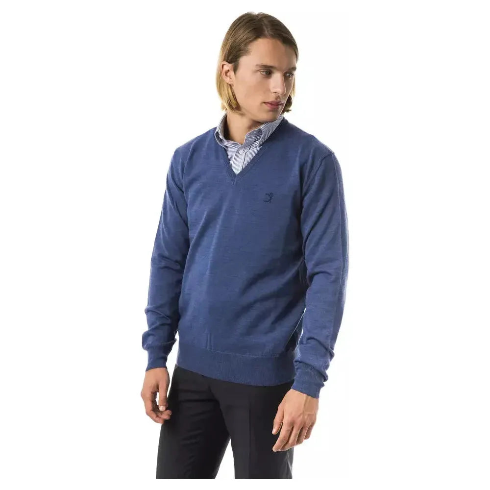 Uominitaliani Blue Merino Wool Men's Sweater