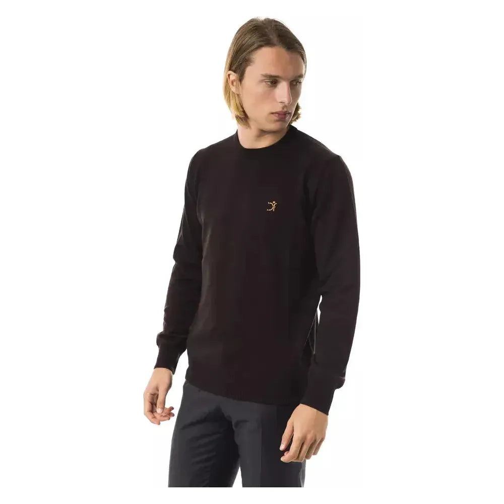 Uominitaliani Brown Merino Wool Men Sweater Uominitaliani