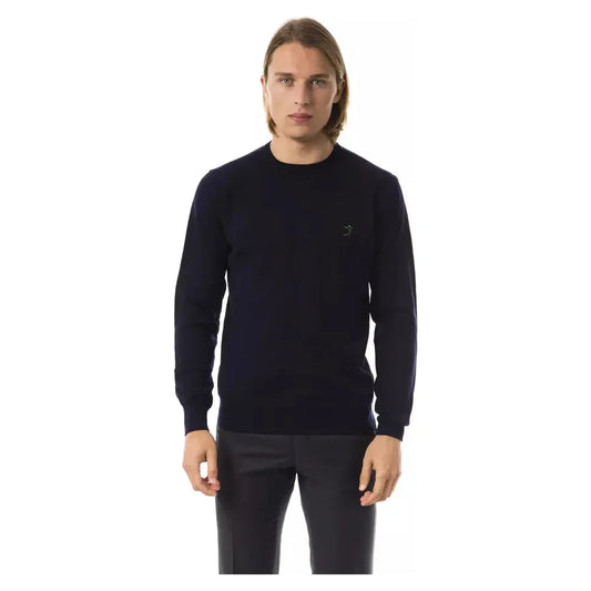 Uominitaliani Blue Merino Wool Men Sweater Uominitaliani