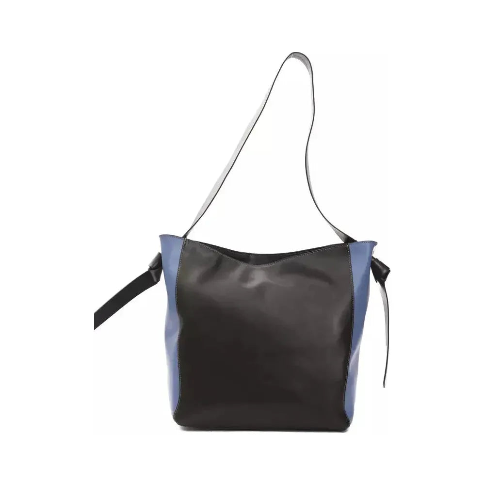 Pompei Donatella Black Leather Women Shoulder Bag Pompei Donatella