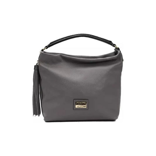 Pompei Donatella Gray Leather Women Shoulder Bag WOMAN SHOULDER BAGS Pompei Donatella