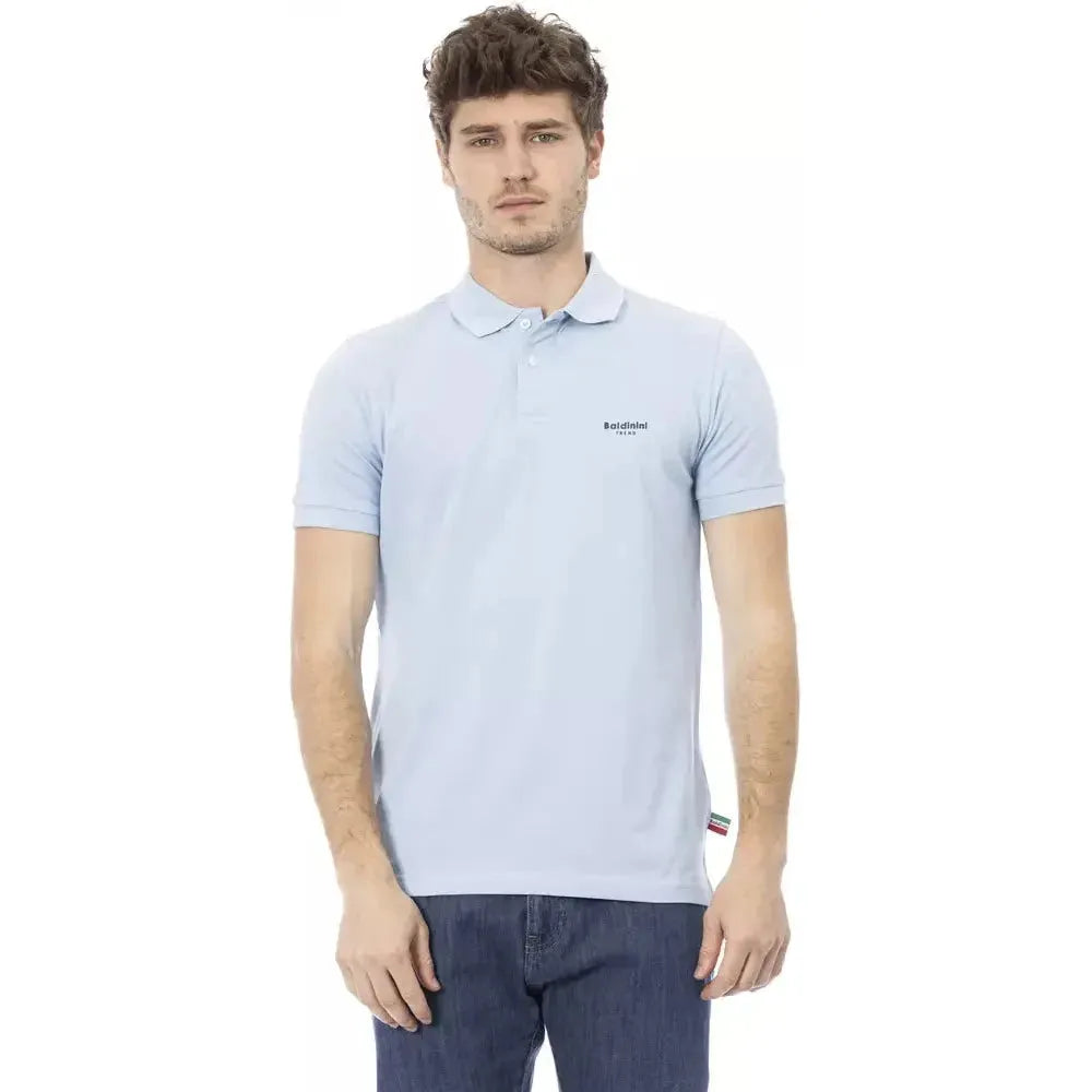 Baldinini Trend Light Blue Cotton Men Polo Shirt Baldinini Trend