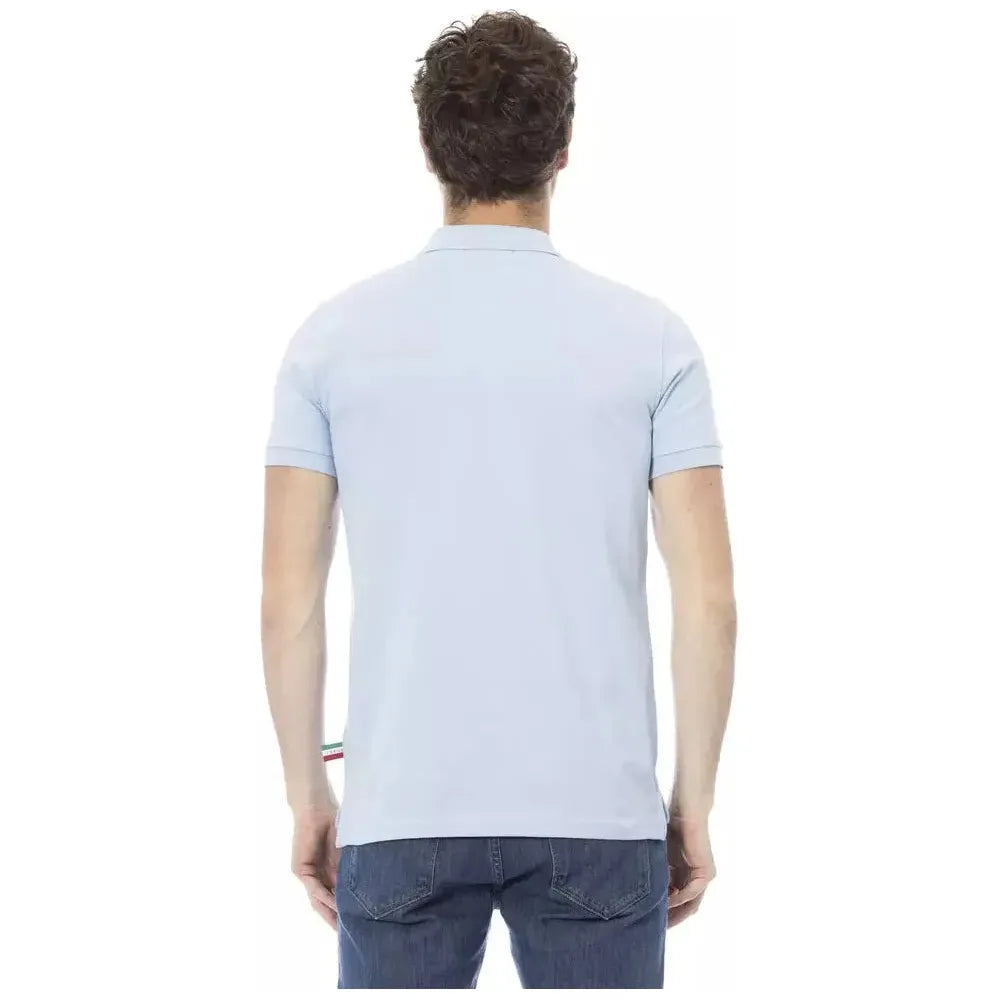 Baldinini Trend Light Blue Cotton Men Polo Shirt Baldinini Trend