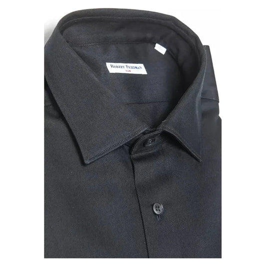 Robert Friedman Black Cotton Men Shirt Robert Friedman